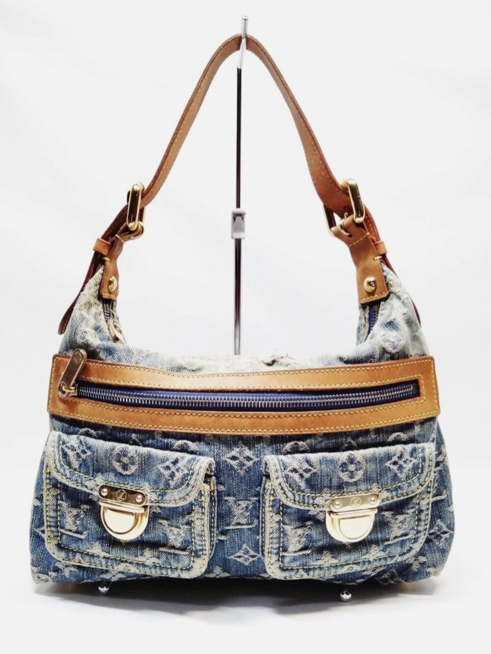 LOUIS VUITTON Monogram Denim Baggy PM Blue